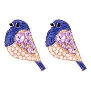 (purple)occidental style personality fully-jewelled samll lovely woman earrings enamel lovely animal Earring