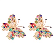 (5745  MT)occidental style creative personality insect butterfly color diamond temperament occidental style earrings wo