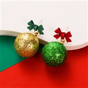 (green gold )christmas earrings creative bow pellet asymmetry ear stud Earring
