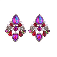 ( rose Red)earrings occidental style fashion Alloy diamond Pearl earrings woman personality exaggerating banquet