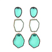 ( green)occidental style exaggerating multilayer long style earrings geometry more Alloy embed resin Earringearrings