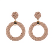 (coffeeg )occidental style twining earrings brief handmade weave Round earring Bohemian style earrings