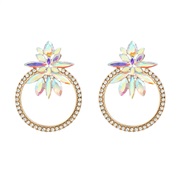 (AB color)fashion colorful diamond earrings flowers circle woman Round flowers ear stud occidental style exaggerating