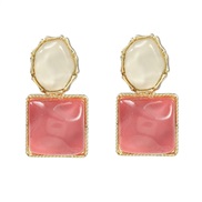 ( rose Red) occidental style earrings woman geometry square resin Earring trend retro