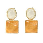 ( yellow) occidental style earrings woman geometry square resin Earring trend retro