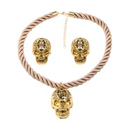 ( Gold)trend earrings necklace set woman exaggerating occidental style punk wind Alloy skull