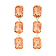 ( Rose Gold)fashion colorful diamond earrings occidental style fully-jewelled multilayer square Rhinestone long style e