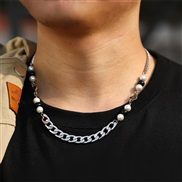 (MNZ  43baik) occidental style man necklace Metal chain Word pendant clavicle chain wind man necklace