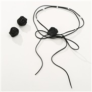 (SZ 627heise)Cowboy flower beads belt necklace earrings set woman samll belt chain clavicle chain