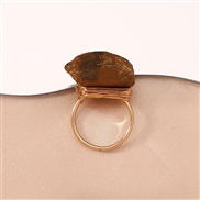 ( Brown) retro stone temperament all-Purpose trend fashion occidental style handmade weave ring