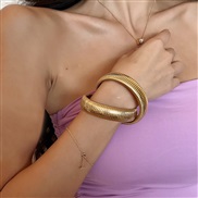 ( Gold15mm)occidental style wind personality fashion snake pattern three layer elasticity bangle exaggerating textured 