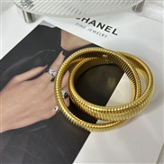 ( Gold15mm)occidental style wind personality fashion snake Double circle twining elasticity bangle temperament woman