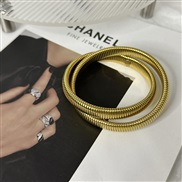 ( Gold1 mm)occidental style wind personality fashion snake Double circle twining elasticity bangle temperament woman