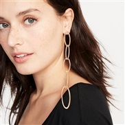 ( Gold)occidental style geometry Alloy cirque earrings wind fashion personality trend head ear stud woman
