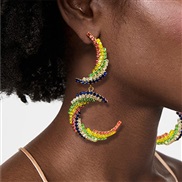 ( Silver) colorful diamond ear stud woman style fashion personality Double earring EarringEarrings