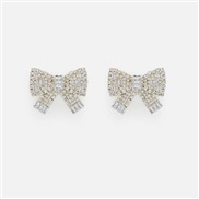 ( Silver)samll bow zircon earrings lady high ear stud Earring occidental styleearrings