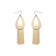 ( Gold)occidental style personality bronze drop tassel earring exaggerating fashion all-Purpose Metal Earring