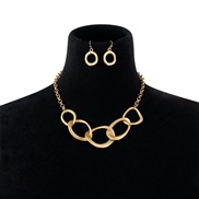 ( alluvial gold+ necklace)occidental style creative splice cirque necklace  brief punk wind geometry earrings woman