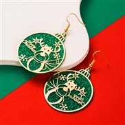 ( green )occidental style christmas hollow Double layer Alloy sequin earrings fashion christmas tree deer Earring