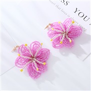 ( Pink)occidental style creativeins wind exaggerating flowers earrings  handmade beads Bohemia high