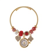 ( red) more stainless steel woman fashion all-Purpose embed diamond watch-face flowers love pendant bangle