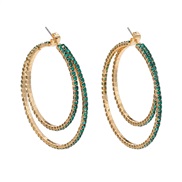 ( green)colorful diamond earrings multilayer Round circle woman exaggerating occidental style banquet Street Snapearrin