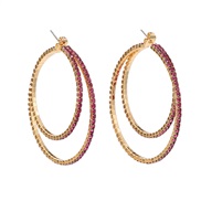(purple)colorful diamond earrings multilayer Round circle woman exaggerating occidental style banquet Street Snapearrin