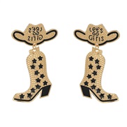 ( black)fashion occidental style earrings female Cowboy earring Alloy enamelearrings