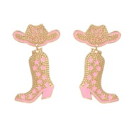 ( Pink)fashion occidental style earrings female Cowboy earring Alloy enamelearrings