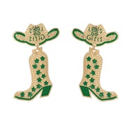 ( green)fashion occidental style earrings female Cowboy earring Alloy enamelearrings