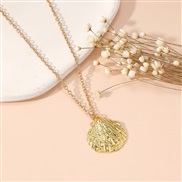 ( Gold shell )Shells samll elegant temperament all-Purpose trend Pearl necklace clavicle chain