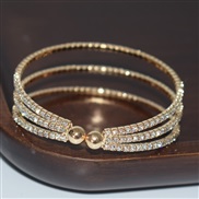 (SL 1194  Gold 3) bride Pearl Rhinestone opening bangle bracelet gold silver color diamond bracelet woman