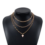 ( Gold)occidental style samll multilayer enamel color love necklace  brief Metal wind chain chain