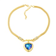 ( blue)fashion necklace exaggerating occidental style woman Alloy Rhinestone triangle pendant sweater chain clavicle ch