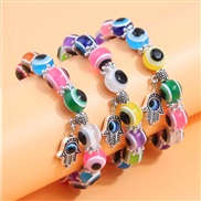 fashion concise all-Purpose eyes bangle beads three layer all-Purpose woman bracelet