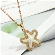 fashion bronzeOL starfish embed Zirconium sweetOL personality woman necklace