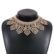 ( Gold)occidental style exaggerating fully-jewelled tassel necklace  temperament elegant geometry Irregular claw chain 
