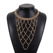 ( Gold)occidental style exaggerating chain necklace  luxurious fashion multilayer hollow clavicle chain