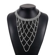 ( White K)occidental style exaggerating chain necklace  luxurious fashion multilayer hollow clavicle chain