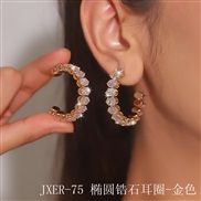 (JXER 75  Ellipsezircon   Gold) occidental style exaggerating zircon claw chain circle woman Oval eyes Earring trend ba