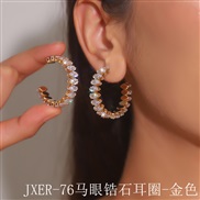(JXER 76 zircon   Gold) occidental style exaggerating zircon claw chain circle woman Oval eyes Earring trend banquetearr