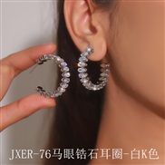 (JXER 76 zircon   White K) occidental style exaggerating zircon claw chain circle woman Oval eyes Earring trend banquet