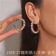 (JXER 77 circular zircon   Gold) occidental style exaggerating zircon claw chain circle woman Oval eyes Earring trend b