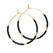 (E1872 Y 2 black)Bohemian style color beads beads earrings lady all-Purpose gold circle Earring