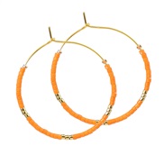 (E1872 Y 3 yellow)Bohemian style color beads beads earrings lady all-Purpose gold circle Earring