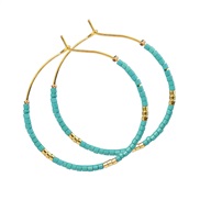 (E1872 Y 7 green)Bohemian style color beads beads earrings lady all-Purpose gold circle Earring
