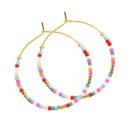 (E1872 Y 8 Color)Bohemian style color beads beads earrings lady all-Purpose gold circle Earring