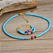 (N2635 Y 2+E1866 Y 2) turquoise handmade beads necklace woman all-Purpose samll beads earrings set