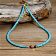 (N2635 Y 2blue +red )occidental style retro handmade beads necklace woman samll color chain