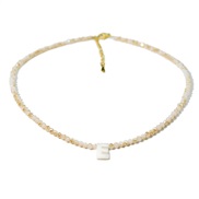 (E)Shells Word crystal beads necklace woman temperament all-Purpose clavicle chain color